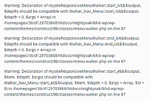 WordPress 主题提示Error: Declaration of MyClass::start_lvl() should be compatible with that of Walker_Nav_Menu::start_lvl()