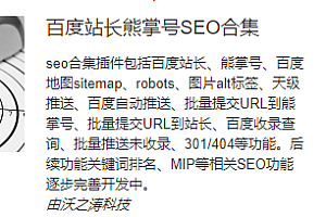 wordpress网站优化插件seo合集/关键词/sitemap/百度推送/熊掌号推送/robots/301/404